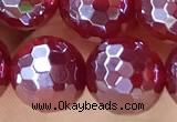 CAA5662 15 inches 10mm faceted round AB-color red agate beads