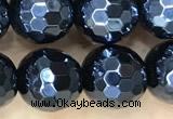 CAA5670 15 inches 6mm faceted round AB-color black agate beads