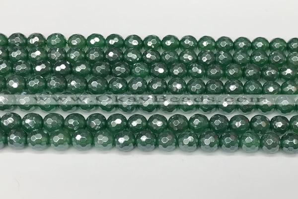 CAA5685 15 inches 6mm faceted round AB-color green agate beads