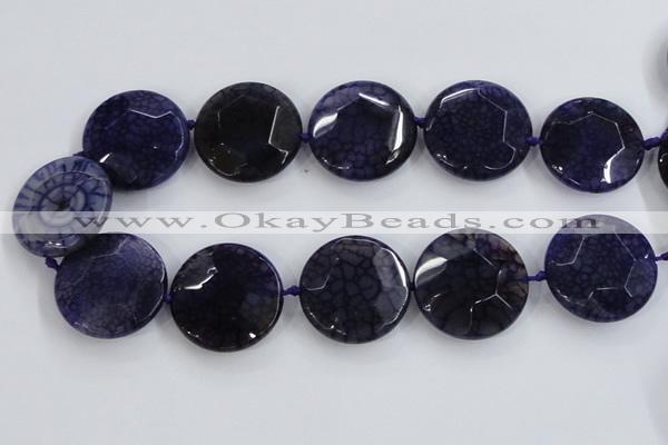 CAA569 15.5 inches 35mm faceted flat round dragon veins agate beads