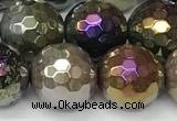 CAA5692 15 inches 10mm faceted round AB-color Indian agate beads