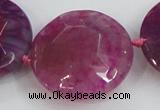 CAA570 15.5 inches 35mm faceted flat round dragon veins agate beads