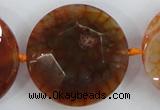 CAA571 15.5 inches 35mm faceted flat round dragon veins agate beads