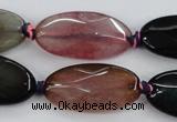 CAA578 15.5 inches 15*30mm faceted oval dragon veins agate beads