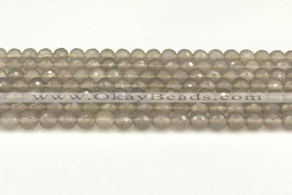 CAA5785 15 inches 6mm faceted round grey agate beads