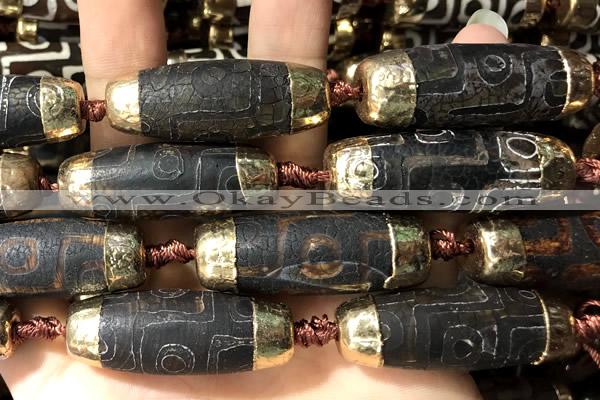 CAA5864 14*38mm - 16*43mm rice tibetan agate dzi beads