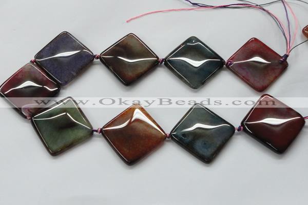 CAA594 15.5 inches 35*35mm faceted diamond dragon veins agate beads