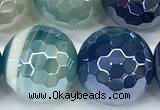 CAA5951 15 inches 12mm faceted round AB-color line agate beads