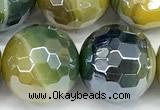 CAA5955 15 inches 12mm faceted round AB-color line agate beads