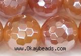 CAA5972 15 inches 12mm faceted round AB-color line agate beads