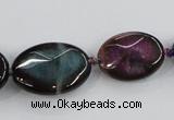 CAA598 16*20mm – 30*40mm faceted oval dragon veins agate beads