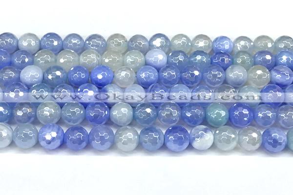 CAA6006 15 inches 8mm faceted round AB-color line agate beads