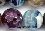 CAA6012 15 inches 12mm faceted round AB-color line agate beads