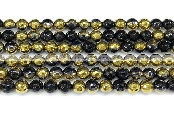 CAA6024 15 inches 6mm faceted round electroplated agate beads