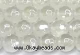 CAA6030 15 inches 6mm faceted round AB-color white agate beads