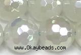 CAA6037 15 inches 12mm faceted round AB-color white agate beads