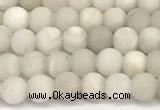 CAA6075 15 inches 4mm round matte white crazy lace agate beads