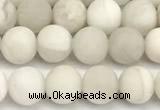 CAA6076 15 inches 6mm round matte white crazy lace agate beads