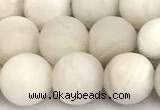 CAA6077 15 inches 8mm round matte white crazy lace agate beads