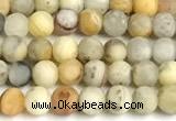 CAA6085 15 inches 4mm round matte yellow crazy lace agate beads