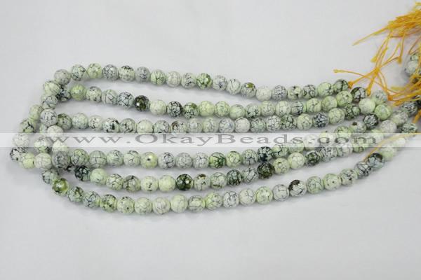 CAA712 15.5 inches 8mm faceted round fire crackle agate beads