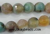 CAA719 15.5 inches 12mm faceted round fire crackle agate beads