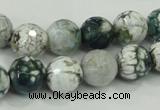 CAA720 15.5 inches 12mm faceted round fire crackle agate beads