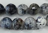 CAA721 15.5 inches 14mm faceted round fire crackle agate beads