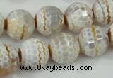 CAA724 15.5 inches 14mm faceted round fire crackle agate beads