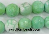 CAA728 15.5 inches 14mm faceted round fire crackle agate beads