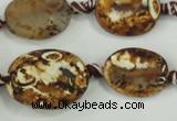 CAA760 15.5 inches 14*18mm twisted oval wooden agate beads