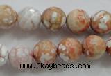 CAA803 15.5 inches 12mm faceted round fire crackle agate beads