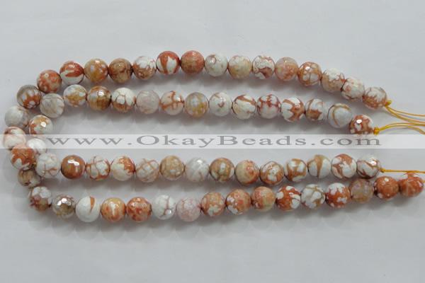 CAA803 15.5 inches 12mm faceted round fire crackle agate beads