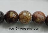 CAA813 15.5 inches 16mm faceted round fire crackle agate beads