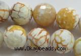 CAA816 15.5 inches 16mm faceted round fire crackle agate beads