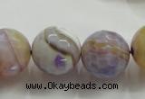 CAA819 15.5 inches 18mm faceted round fire crackle agate beads