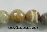 CAA820 15.5 inches 18mm faceted round fire crackle agate beads