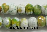 CAA825 15.5 inches 10*14mm faceted rondelle fire crackle agate beads