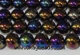 CAA850 15.5 inches 10mm round AB-color black agate beads