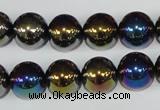 CAA851 15.5 inches 12mm round AB-color black agate beads