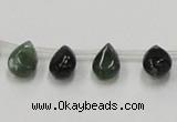 CAB127 15.5 inches 8*12mm flat teardrop moss agate gemstone beads