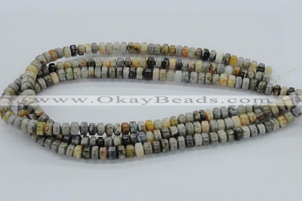 CAB139 15.5 inches 5*8mm roundel bamboo leaf agate beads