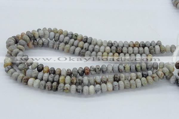 CAB142 15.5 inches 6*10mm rondelle bamboo leaf agate beads