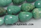 CAB15 15.5 inches 12*18mm faceted teardrop green grass agate beads