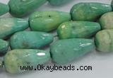 CAB16 15.5 inches 10*20mm faceted teardrop green grass agate beads