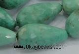 CAB17 15.5 inches 15*30mm faceted teardrop green grass agate beads