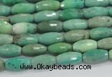 CAB18 15.5 inches 6*12mm faceted rice green grass agate beads