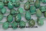 CAB23 15.5 inches 7*10mm faceted teardrop green grass agate beads