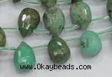 CAB24 15.5 inches 10*14mm faceted teardrop green grass agate beads