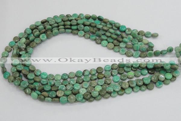 CAB25 15.5 inches 8mm coin green grass agate gemstone beads